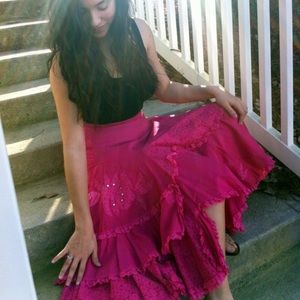 Vintage 80’s Linen & Lace Skirt